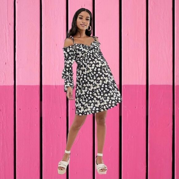 ASOS Design Maternity Bardot Smocked Babydoll Dress - Picture 1 of 15